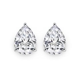 Silver+Pear+CZ+Solitaire+Stud+Earrings