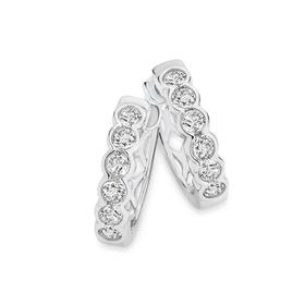 Silver-CZ-Bezel-Hoop-Earrings on sale