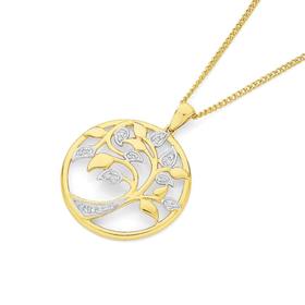 9ct+Gold+Diamond+Tree+of+Life+Pendant