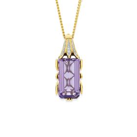 9ct+Gold+Amethyst+%26+Diamond+Enhancer+Pendant