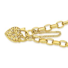 9ct-Gold-Two-Tone-19cm-Solid-Belcher-with-Diamond-Leaf-Padlock-Bracelet on sale