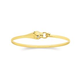 9ct+Two+Tone+Gold+60mm+Panther+Hook+Oval+Bangle