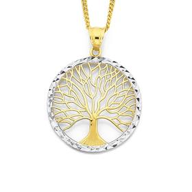 9ct+Gold+Two+Tone+Tree+of+Life+Pendant