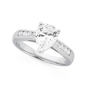 Silver-Pear-CZ-Band-Ring on sale