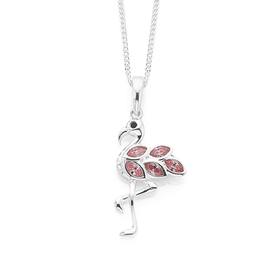 Silver-Pink-CZ-Flamingo-Pendant on sale