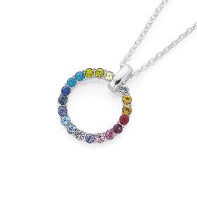 Silver-Rainbow-Crystal-Circle-Pendant on sale