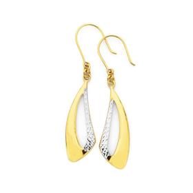 9ct-Two-Tone-Gold-Leaf-Hook-Earrings on sale