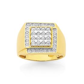 9ct-Gold-Diamond-Gents-Ring on sale