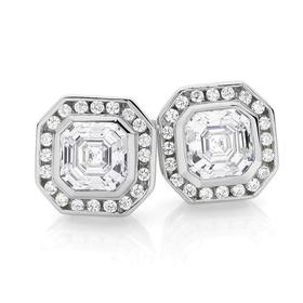 Silver-Cubic-Zirconia-Oval-Taper-Hoop-Earrings on sale