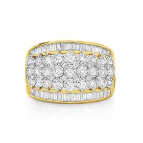 9ct+Gold+Wide+Diamond+Dress+Band