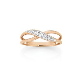 9ct+Rose+Gold+Diamond+Crossover+Ring