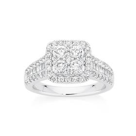 Limited-Edition-18ct-White-Gold-Cushion-Shape-Dress-Ring on sale