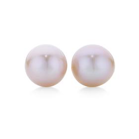 9ct+Rose+Gold+Pink+Freshwater+Pearl+Stud+Earrings