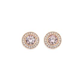 Silver+%26amp%3B+Rose+Gold+Plated+Blush+Pink+CZ+Bezel+Earrings