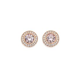 Silver-Rose-Gold-Plated-Blush-Pink-CZ-Bezel-Earrings on sale