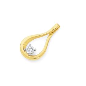 9ct+Gold+Diamond+Open+Teardrop+Pendant