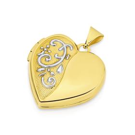 9ct+Two+Tone+18mm+Heart+Locket