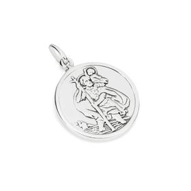 Silver+21mm+Round+St.+Christopher+Medal