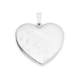 Silver+Half+Engraved+Heart+Locket