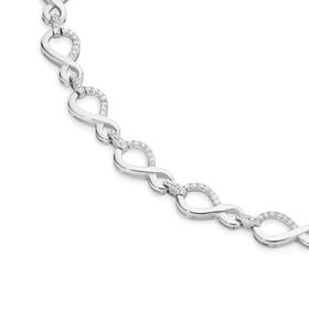 Silver+CZ+%26amp%3B+Plain+Infinity+Link+Bracelet