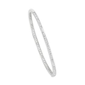 Silver-Princess-Cut-CZ-Double-Side-Hinge-Bangle on sale