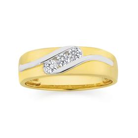 9ct-Two-Tone-Gold-Diamond-Trilogy-Gents-Ring on sale