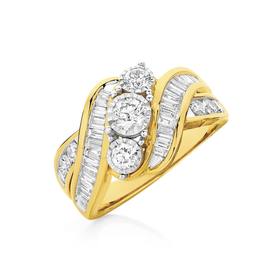 9ct+Gold+Diamond+Trilogy+Crossover+Dress+Ring