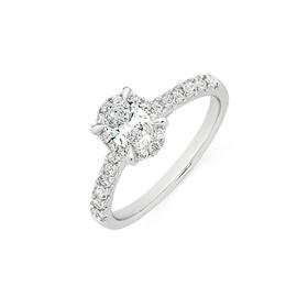 18ct-White-Gold-Oval-Solitaire-Framed-Ring on sale