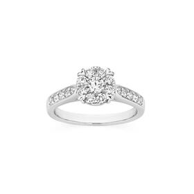 9ct-White-Gold-Diamond-Cluster-Ring on sale