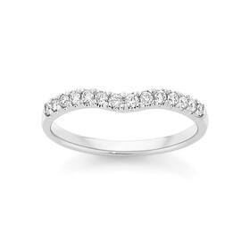 18ct+White+Gold+Diamond+Curved+Band