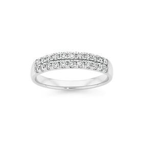 9ct+White+Gold+Diamond+Double+Row+Band