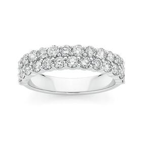 18ct+White+Gold+Diamond+Double+Row+Band