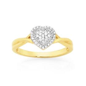 9ct+Gold+Diamond+Heart+Ring