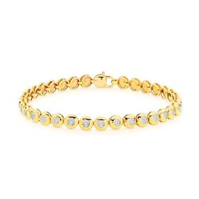 9ct+Gold+Diamond+Bezel+Set+Bracelet