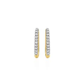 9ct+Gold+Diamond+Rectangular+Huggie+Earrings