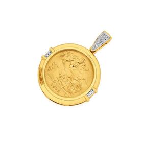 9ct-Gold-Diamond-22ct-Gold-Half-Sovereign-Enhancer-Pendant on sale