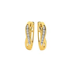 9ct+Gold+Diamond+Huggie+Earrings