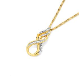 9ct+Gold+Diamond+Infinity+Pendant