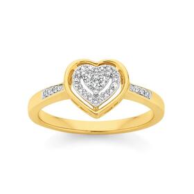 9ct+Gold+Diamond+Heart+Ring