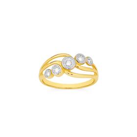 9ct+Gold+Diamond+Open+Swirl+Dress+Ring