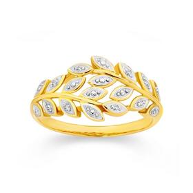 9ct-Gold-Diamond-Leafy-Wrap-Ring on sale