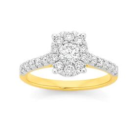 18ct+Gold+Diamond+Oval+Cluster+Ring