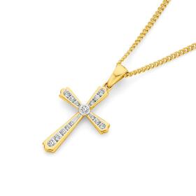 9ct+Gold+Diamond+Cross+Pendant