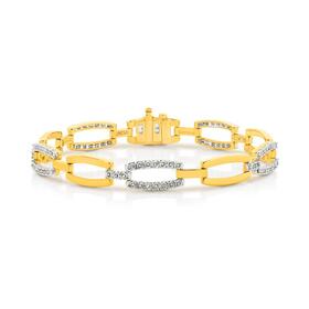 9ct-Gold-Diamond-Rectangle-Link-Bracelet on sale