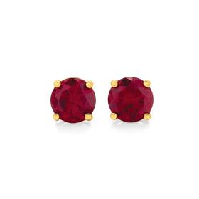 9ct-Gold-Created-Ruby-Stud-Earrings on sale