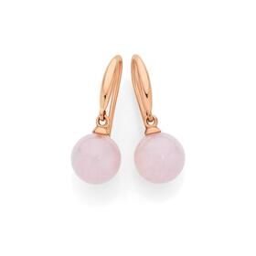 9ct-Rose-Gold-Rose-Quartz-Round-Drop-Hook-Earrings on sale