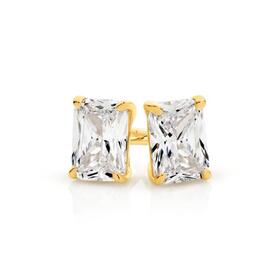 9ct+Gold+Cubic+Zirconia+Stud+Earrings