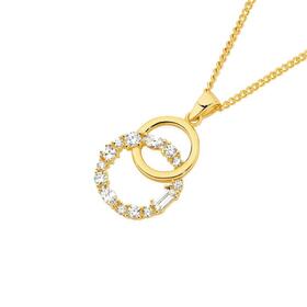 9ct+Gold+Cubic+Zirconia+Pendant