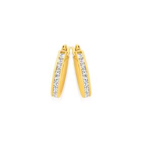 9ct+Gold+Cubic+Zirconia+Hoop+Earrings