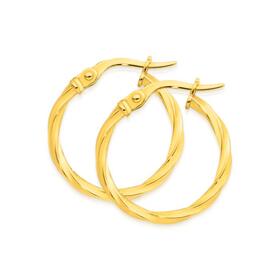 9ct-Gold-2x15mm-Twist-Hoop-Earrings on sale